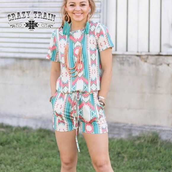 Crazy Train Pants - SOLD 🌞Summer CLEARANCE🌞Crazy Train Aztec Romper